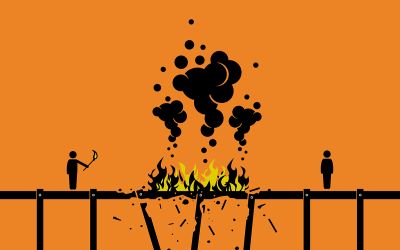 Illustration of a burning bridge to accompany the article How to Correct Others Without Burning Your Bridges.